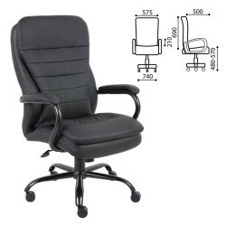 Кресло руководителя Brabix Premium Heavy Duty HD-001 до 200 кг, экокожа, черное 531015 (71783)