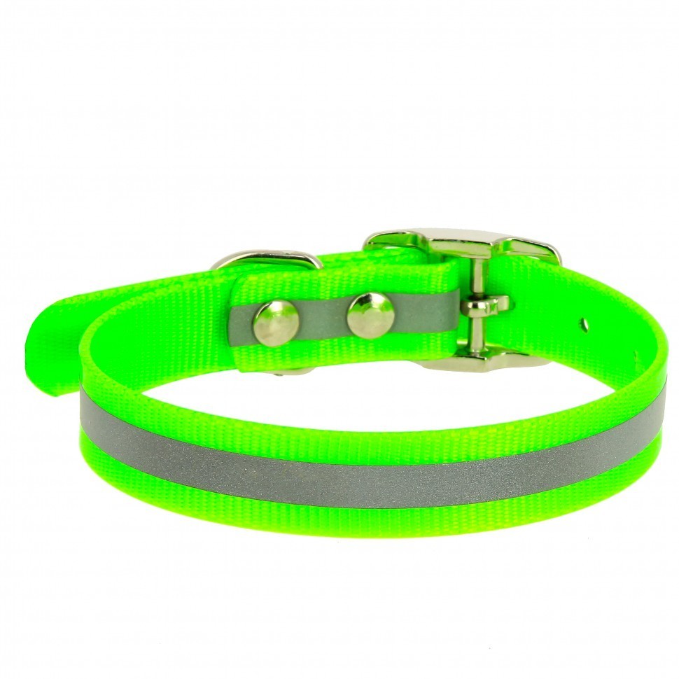 Ошейник светоотражающий из биотана Каскад 2,5 см на шею 39-51,5 см, зеленый (82734)