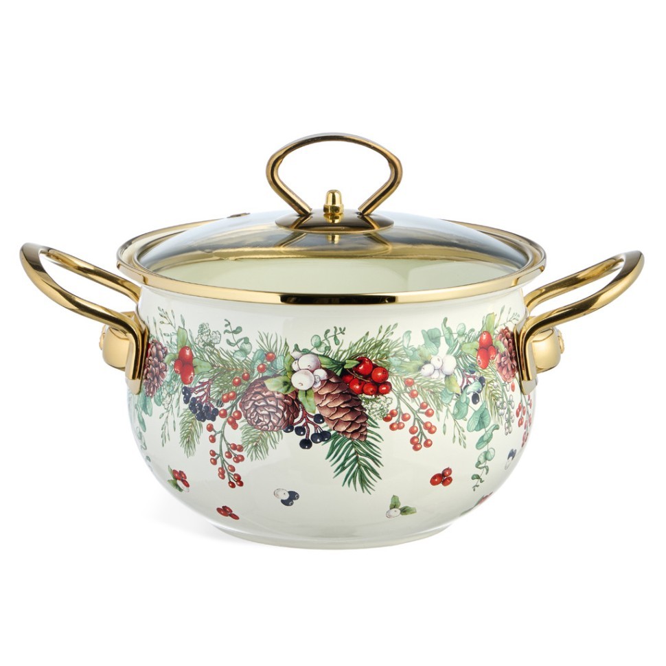 Кастрюля эмалированная agness со стеклянной крышкой серия "celebration", 2.0 л, 18*11 см Agness (943-083)