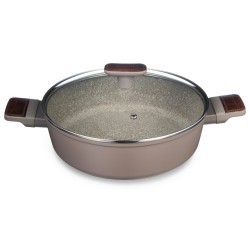 Сотейник со стекл. крышкой и антипригарным покрытием pfluon marble, 26*7,5 см Agness (902-115)