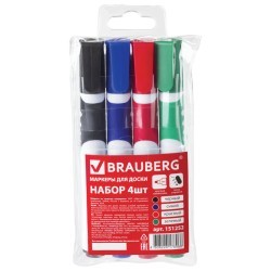 Маркеры для доски Brauberg SOFT 5 мм 4 цвета 151252 цена за 3 шт (65695)