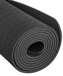 Коврик для йоги и фитнеса FM-201, TPE, 183x61x0,4 см, черный/серый (2104797)