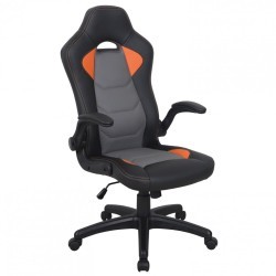 Кресло компьютерное Brabix Skill GM-005 экокожа черное/оранжевое 532495 (1) (91859)