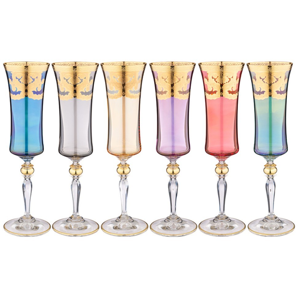 Набор бокалов для шампанского из 6 штук 190мл "grace veneziano golors" ART DECOR (326-077)