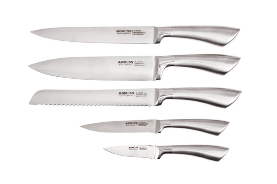 Сколько кухонных ножей. Набор ножей Agness 911-006 (6пр.с магнитным держателем). Блаупункт ножи x30cr13. Blaupunkt ножи кухонные. Нож поварской 20 см Блаупункт.