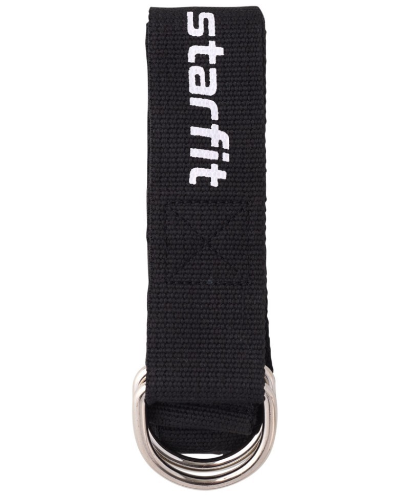 Ремень для йоги Starfit YB-100 183 см, хлопок, черный (2104749)