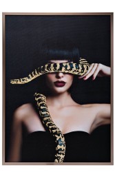 Холст "Девушка со змеей"120х80см,багет латунь, поталь - TT-00011107