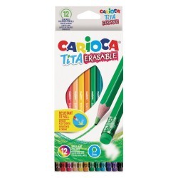 Карандаши цветные стираемые с резинкой Carioca Erasable 12 цветов 42897 цена за 4 шт (66523)