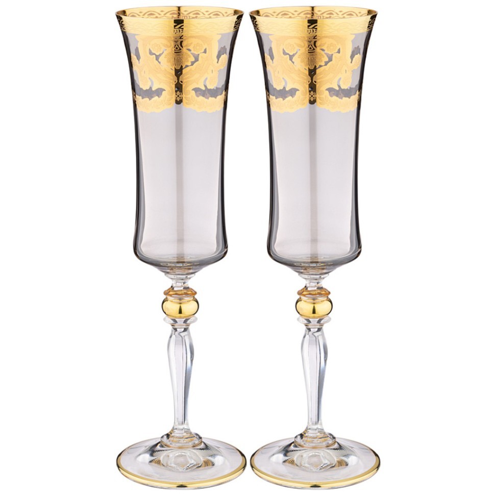 Набор бокалов для шампанского из 2 штук 190мл "grace veneziano fume" ART DECOR (326-079)