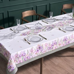 Скатерть "ирисы" 140х300см ,белый, 100% хлопок,твил пропитка Lefard (850-743-24)