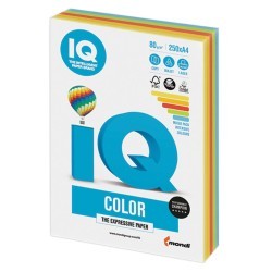 Бумага цветная для принтера IQ Color А4, 80 г/м2, 250 листов, 5 цветов, RB02 (65391)