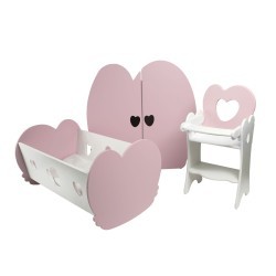 Набор кукольной мебели 3 предмета, цвет: нежно-розовый (PFD120-21)