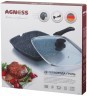 Сковорода-гриль agness с крышкой и съемной ручкой, индукция 24*24 см высота=4 см (кор=6шт.) Agness (932-020)