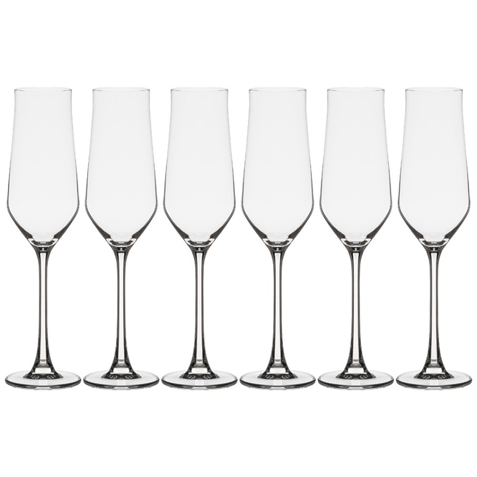 Набор бокалов для шампанского из 6 шт. "alca" 220 мл высота=26 см. Crystal Bohemia (669-321)