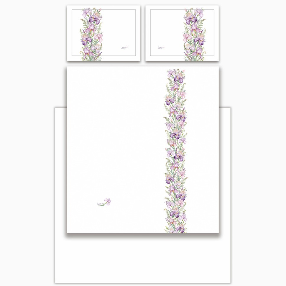 Кпб, евро, "irises" белый, сатин, хлопок 100%, подод.200х220-1шт, пр.240х240-1шт, нав.50х70-2шт Lefard (989-001-15)