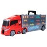 Детская машинка серии "Мой город" (Автовоз - кейс 59 см, красный, с тоннелем. Набор из 6 машинок, 1 фуры и 12 дорожных знаков) (G205-002)