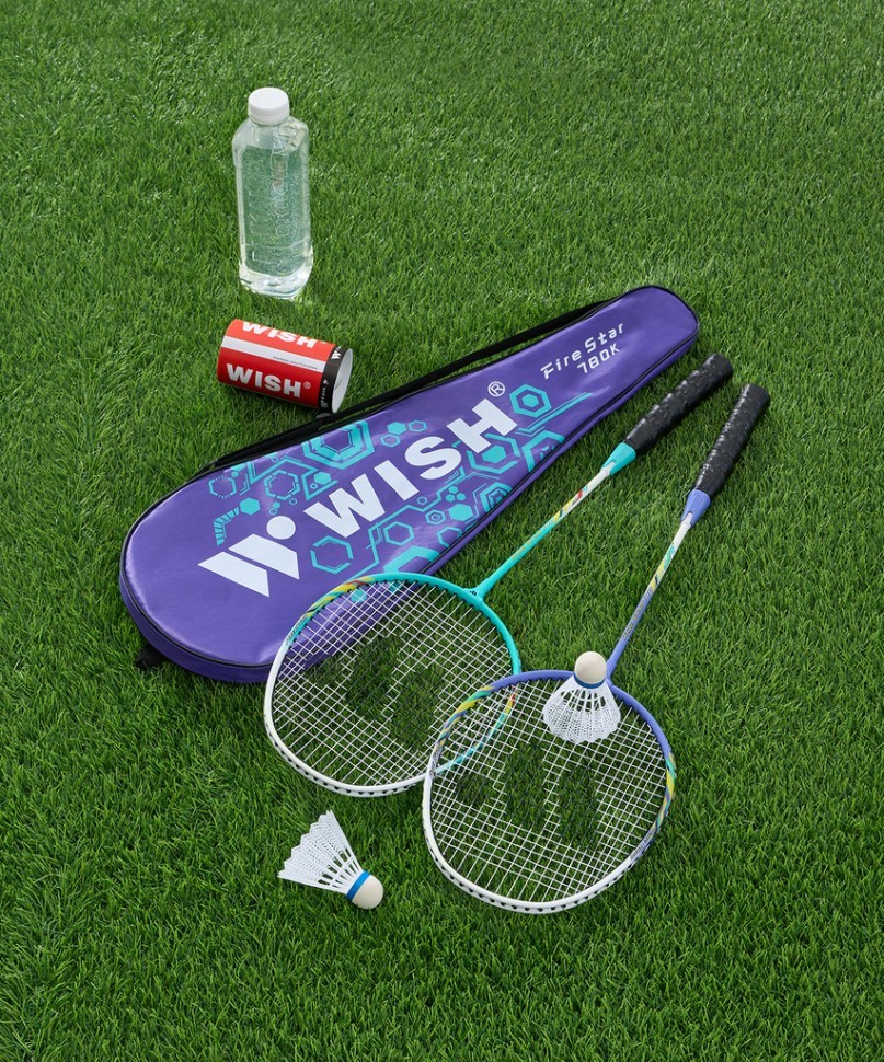 Набор для бадминтона WISH Firestar 780, 2 ракетки, 2 волана, голубой/фиолетовый (1585200)