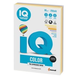 Бумага цветная для принтера IQ Color А4, 80 г/м2, 250 листов, 5 цветов, RB03 (65393)