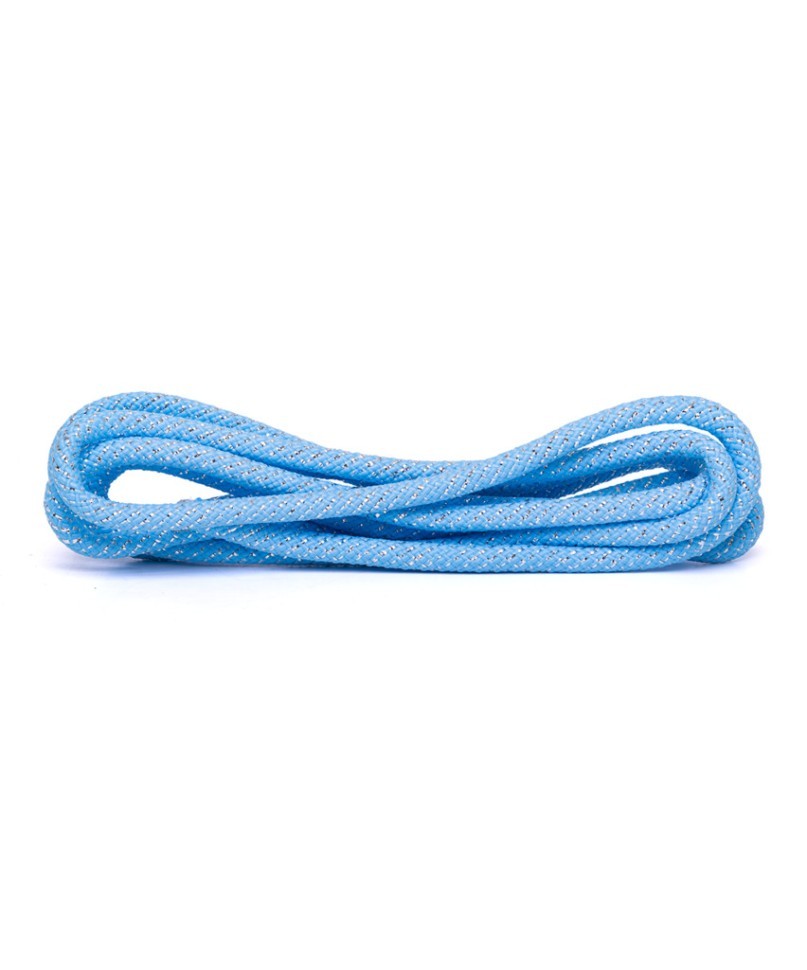 Скакалка для художественной гимнастики RGJ-403, 3м, голубой/серебряный, с люрексом (843966)