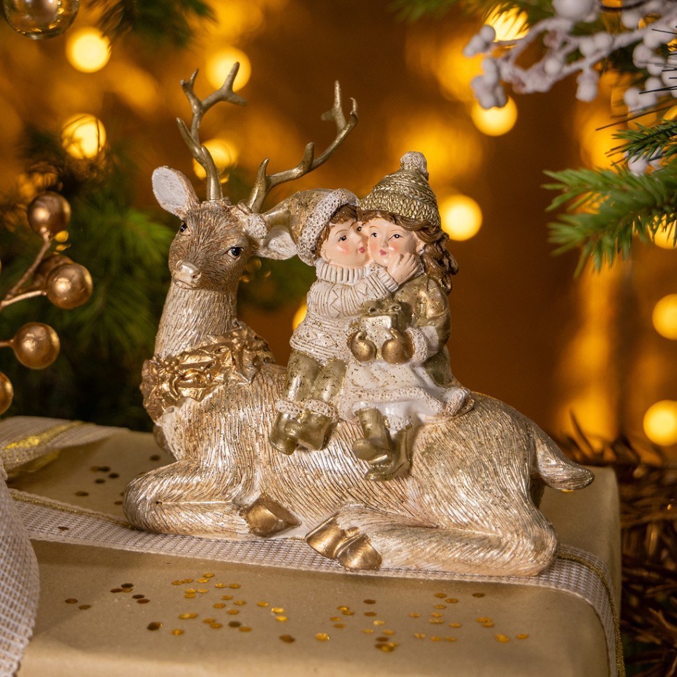 Статуэтка "дети на олене" 14,5х7х14 см Lefard (162-1282)