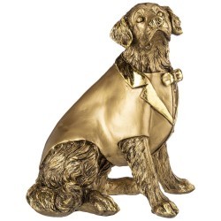Фигурка декоративная "пес в пиджаке с бабочкой" высота 28 см цвет: бронза с позолотой ИП Шихмурадов (169-423)