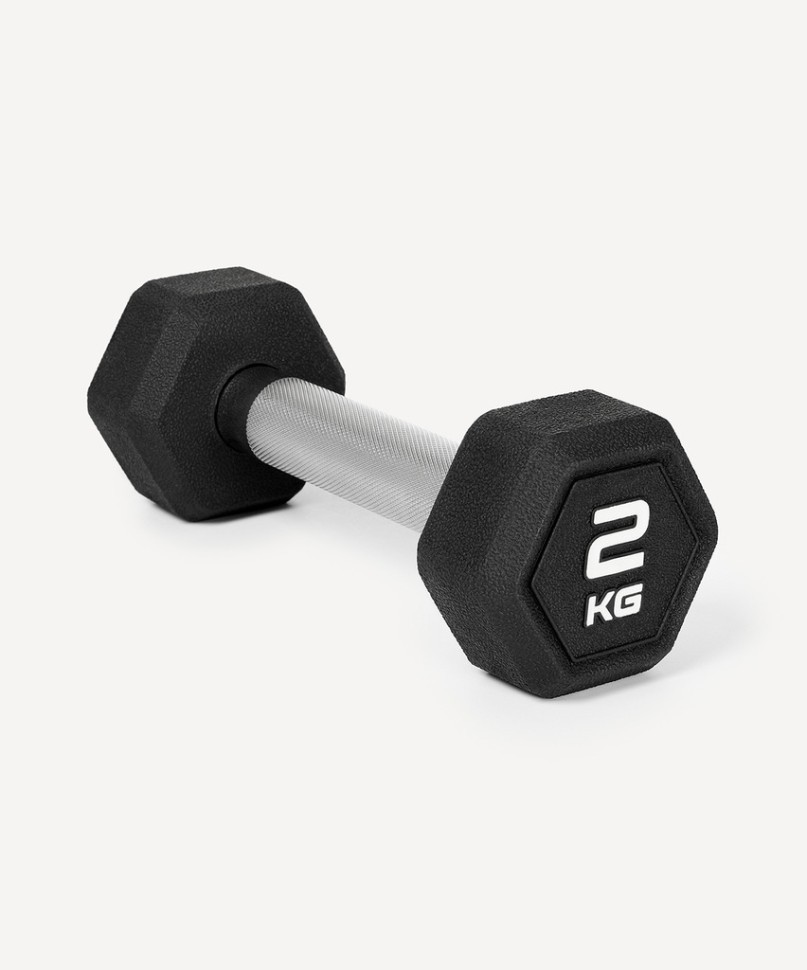 Гантель гексагональная STARFIT DB-301PRO 2 кг, обрезиненная, черный (2115106)