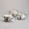 Набор кастрюль эмалированный, серия "lavender cats 6пр. 2,0/2,8/3,8л диа.18/20/22см Agness (943-107)