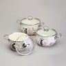 Набор кастрюль эмалированный, серия "lavender cats 6пр. 2,0/2,8/3,8л диа.18/20/22см Agness (943-107)