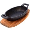 Сковорода с ручками на подставке 15,5х9,5см чугун/дерево МВ (26798)