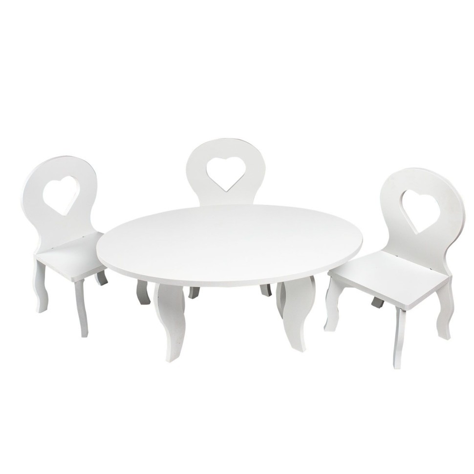 Набор мебели для кукол  Шик Мини: стол + стулья, цвет: белый (PFD120-47M)