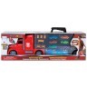 Детская машинка серии "Мой город" (Автовоз - кейс 64 см, красный, с тоннелем. Набор из 6 машинок, 1 фуры и 12 дорожных знаков) (G205-003)