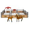 Набор фигурок животных  серии "Мир лошадей": Конюшня игрушка, Авелинская лошадь с жеребенком, фермер, наездница, инвентарь -  19 предметов (MM214-360)