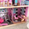 Деревянный кукольный домик "Мерцание", с мебелью 30 предметов в наборе и с гаражом, для кукол 30 см (65949_KE)