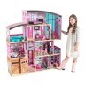 Деревянный кукольный домик "Мерцание", с мебелью 30 предметов в наборе и с гаражом, для кукол 30 см (65949_KE)