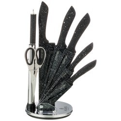 Набор ножей agness "black marble" с ножницами и мусатом на пластиковой подставке, 8 предметов Agness (911-675)