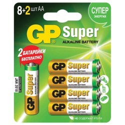 Батарейки алкалиновые GP Super LR06 (AA) 10 шт 15A8/2-CR10 (450435) (65531)