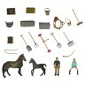 Набор фигурок животных  серии "Мир лошадей": Конюшня игрушка, лошадь с жеребенком, фермер, наездница, инвентарь -  22 предмета (MM214-362)