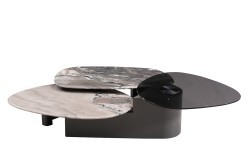 Стол журнальный стекло+мрамор белый 156*107*35см (TT-00013107)