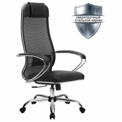 Кресло офисное Metta К-5.1 ткань/сетка/кожа, черное (84649)