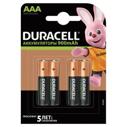 Батарейки аккумуляторные Duracell HR03 (AAA) Ni-Mh 900 mAh 4 шт 81546826 (453568) (65474)
