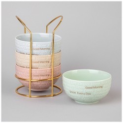 Набор салатников lefard "good morning" на металл. подставке 4 шт. 11.5*6 см 330 мл микс цветов Lefard (42-534)