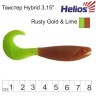 Твистер Helios Hybrid 3,15"/8,0 см, цвет Rusty Gold & Lime 7 шт HS-14-017 (78188)