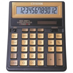 Калькулятор настольный Citizen SDC-888TIIGE (203х158 мм) 12 разр. двойное пит. золотой 250379 (1) (89742)