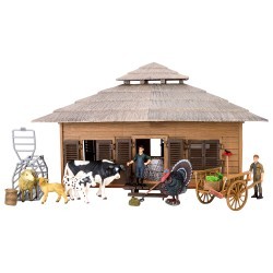 Набор фигурок животных серии "На ферме": Ферма игрушка, 21 фигурка домашних животных и птиц, фермеров и инвентаря (ММ205-042)