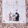 Дорожка "парижские коты",40х146см, белый,100% хлопок,твил Lefard (850-746-3)