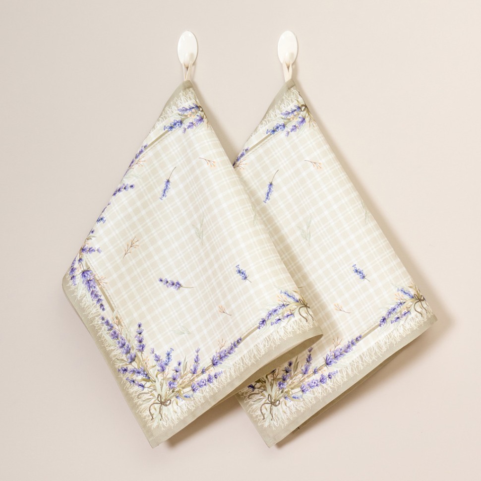 Набор полотенец из 2-х шт "душа прованса",40х60см, 100% хлопок,твил,клетка Lefard (850-735-64)