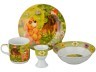 Наборы посуды на 1 персону 4пр.:миска,тарелка,кружка 200 мл.,подставка под яйцо (кор=12наб.) Lefard (87-105)
