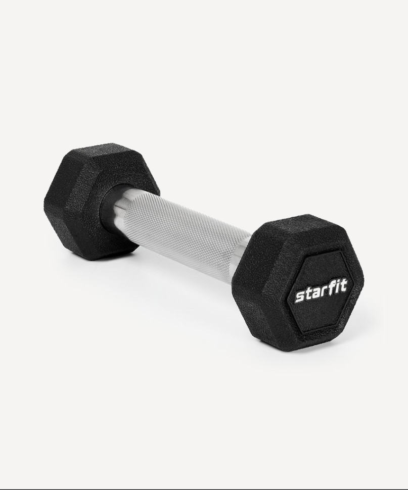 Гантель гексагональная STARFIT DB-301PRO 1 кг, обрезиненная, черный (2115105)