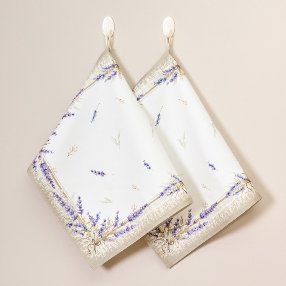 Набор полотенец из 2-х шт "душа прованса",40х60см, 100% хлопок,твил,белый Lefard (850-735-65)