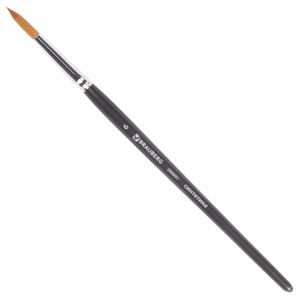 Кисть художественная синтетика мягкая круглая № 6 короткая ручка 200691 (5) (69420)